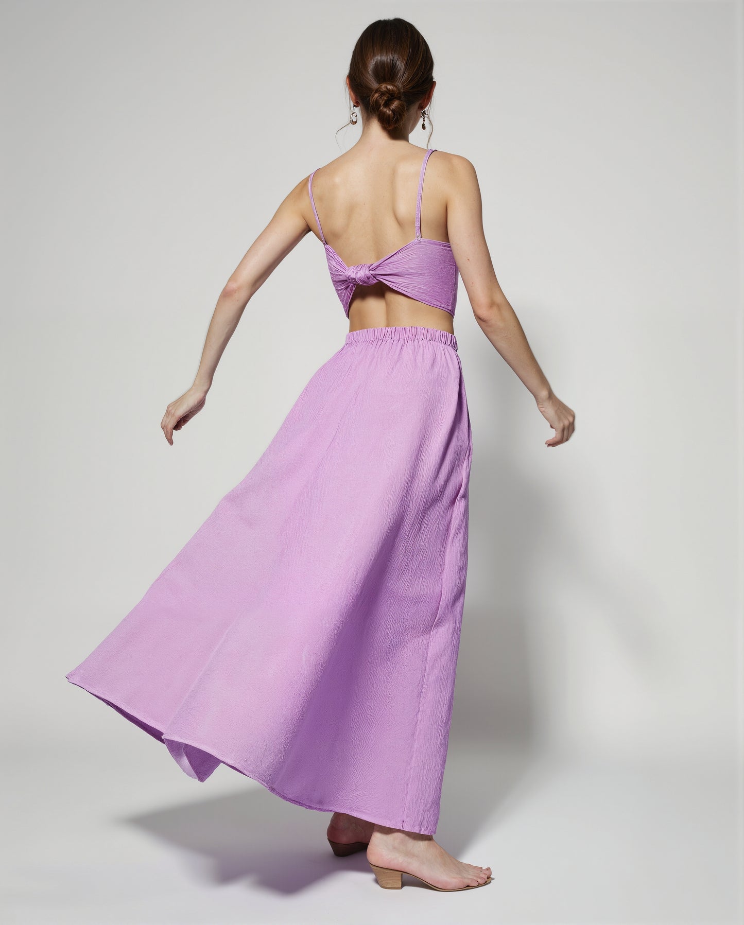 Lilac Pink Cotton Maxi Dress for Women – Spaghetti Strap Gown | Lightweight & Free Size Fit