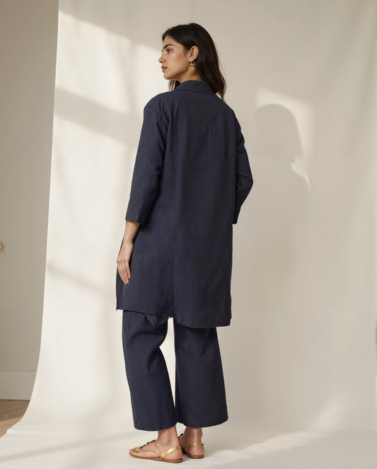 Cotton Black Coord Set | V-Neck Kurta with Pants | Free Size Fit | Casual & Workwear Co-ord Set for Women