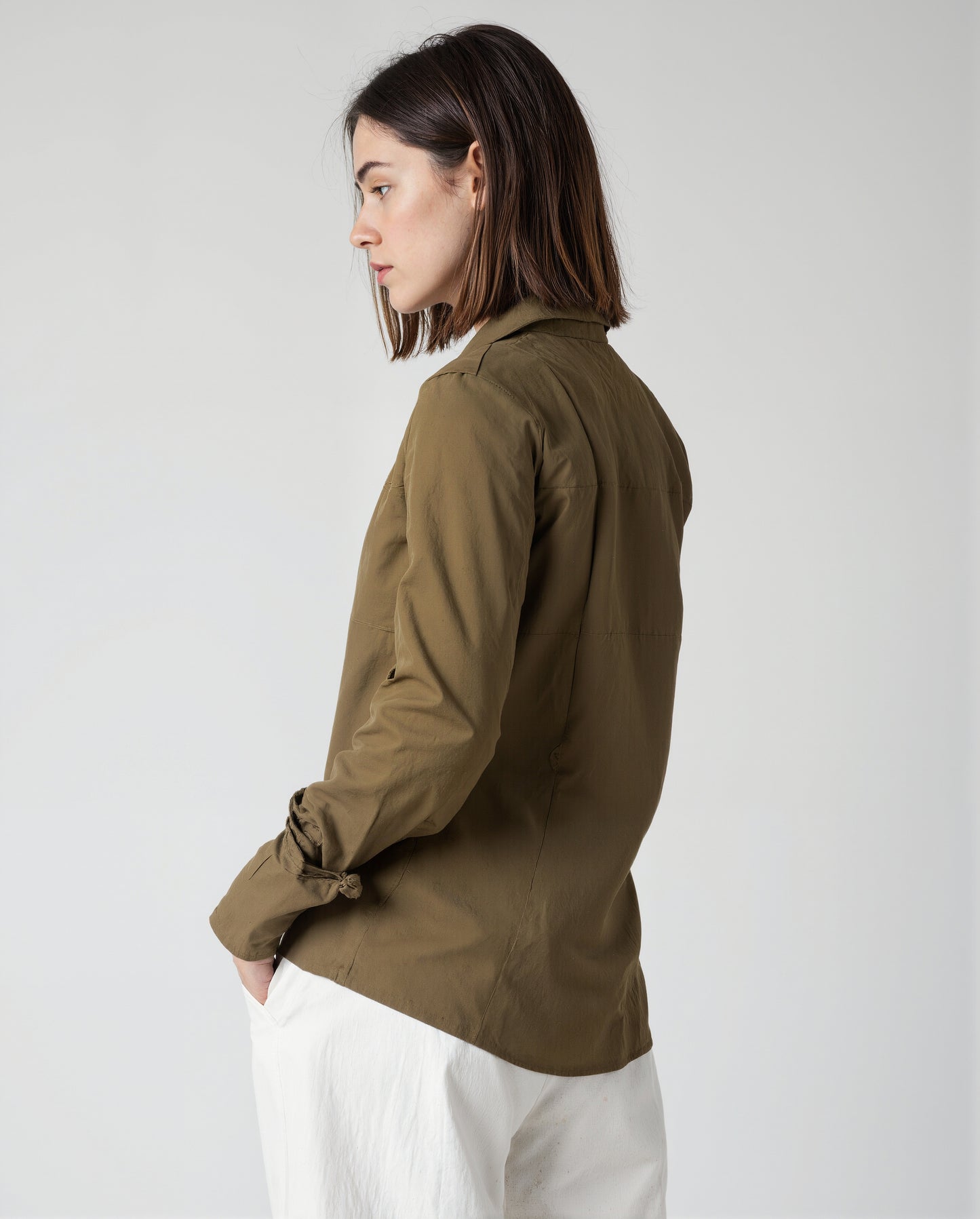 Sandstone Chic Cotton Shirt – Indo-Western Solid Beige Longline Topwear