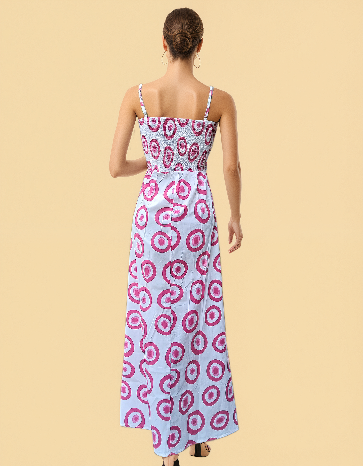 Polka Dot Maxi Dress – Spaghetti Strap Summer Gown | Yellow & Pink Dot Variants | Free Size Cotton Dress