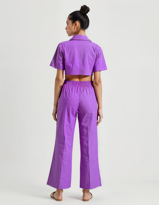 Purple Boho Embroidered Coord Set – Cotton Co-ord for Women