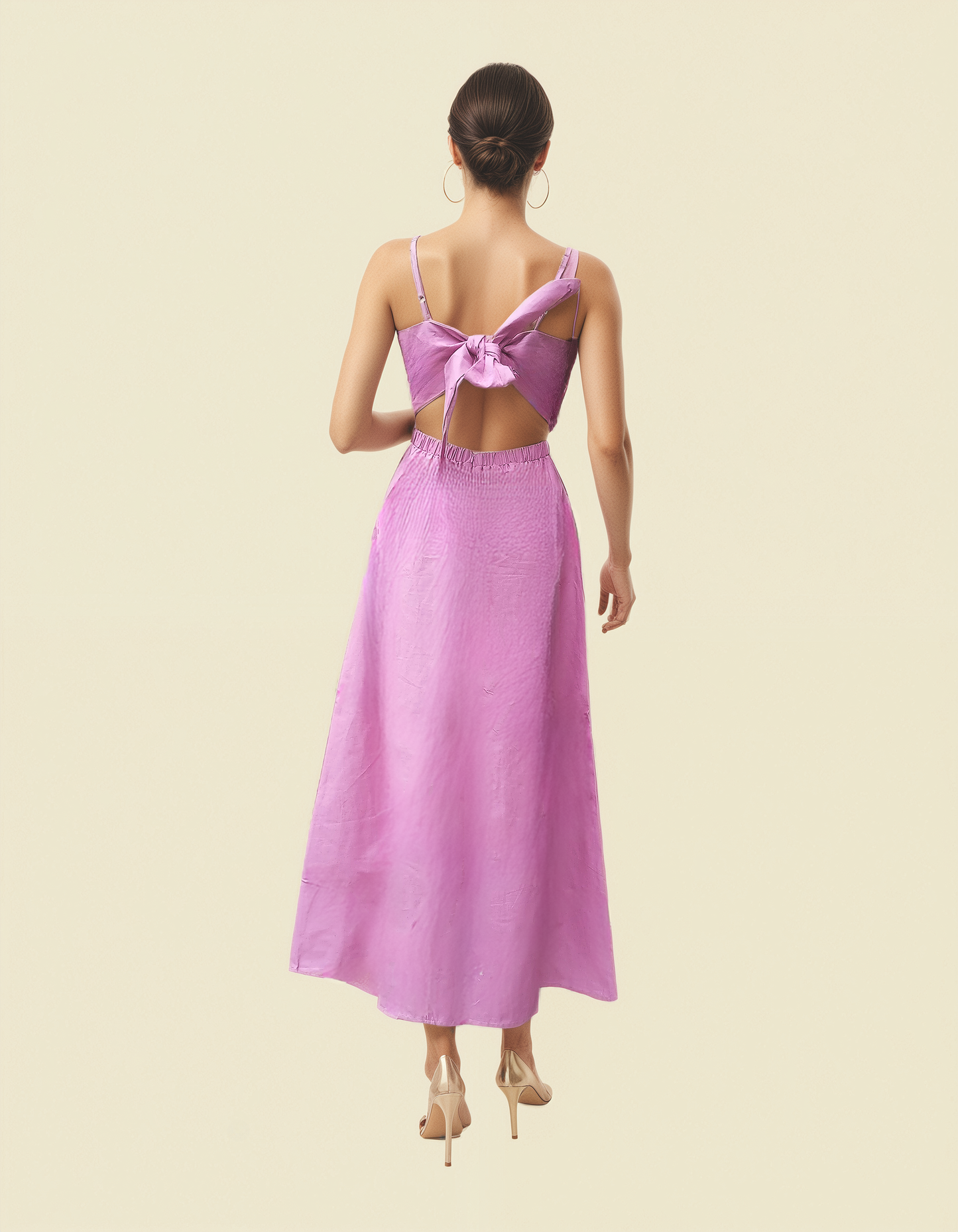 Lilac Pink Cotton Maxi Dress for Women – Spaghetti Strap Gown | Lightweight & Free Size Fit