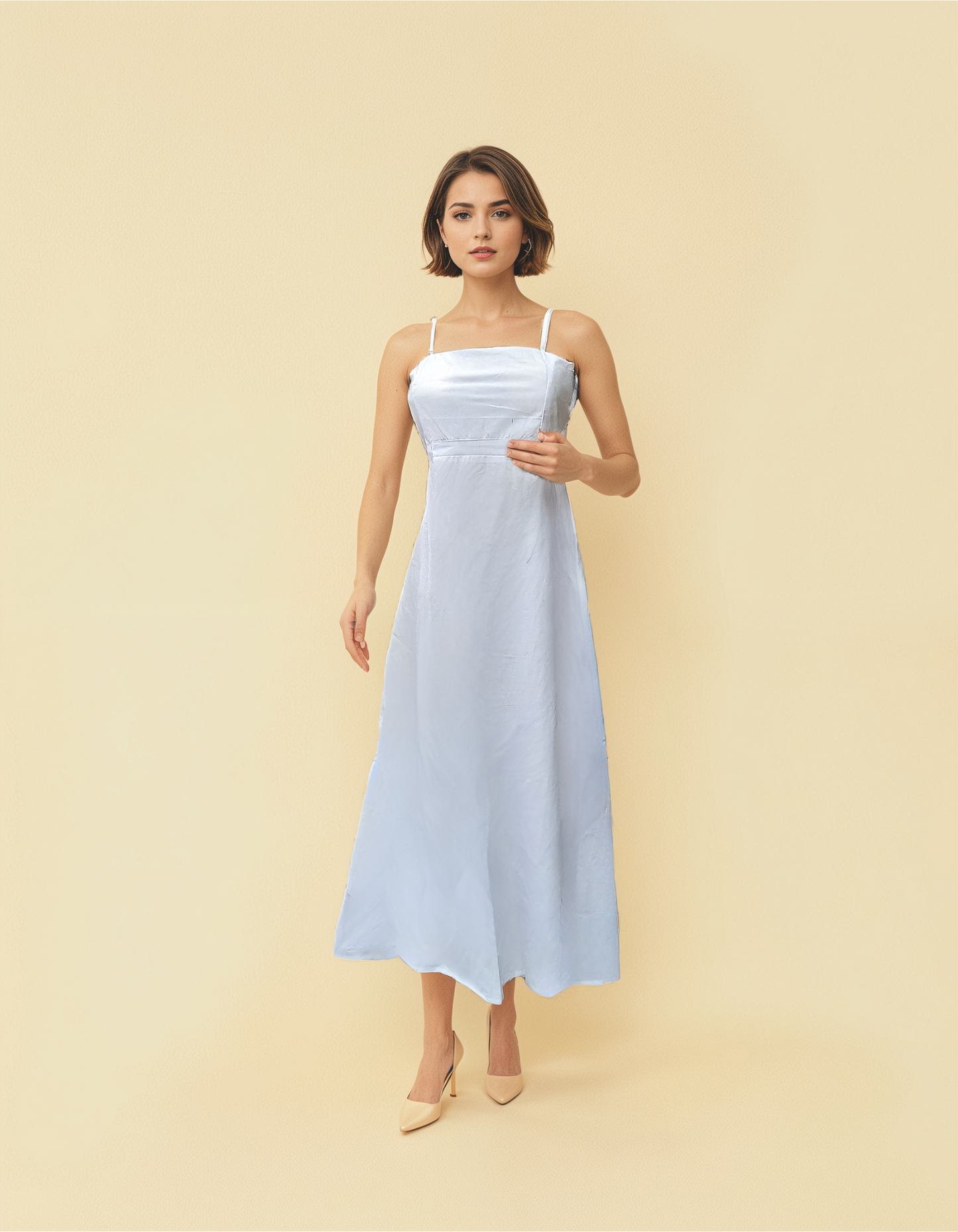 Spaghetti Strap Cotton Maxi Dress – Sleeveless Summer Gown for Women | Free Size Fit