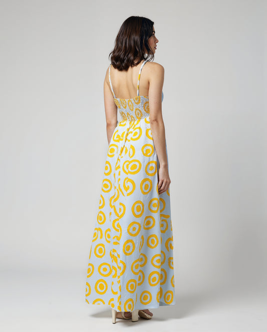 Polka Dot Maxi Dress – Spaghetti Strap Summer Gown | Yellow & Pink Dot Variants | Free Size Cotton Dress