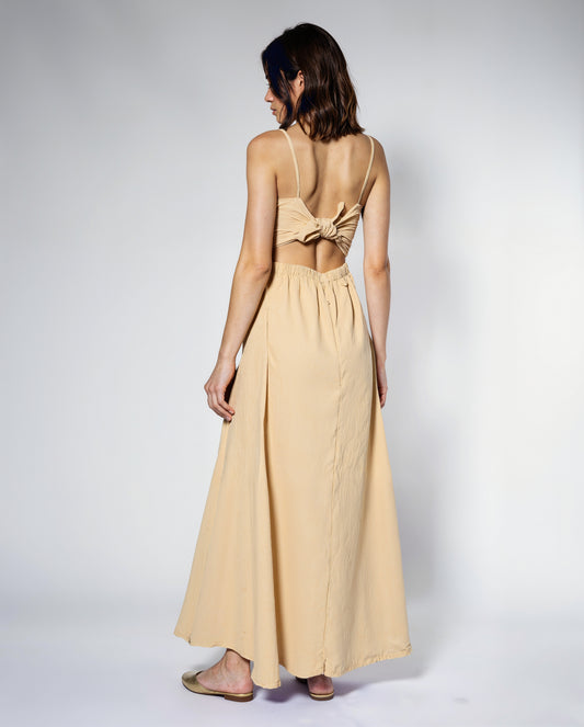 Mustard Yellow Cotton Maxi Dress – Spaghetti Straps, Free Size Fit, Lightly Padded Bust, Summer Long Dress