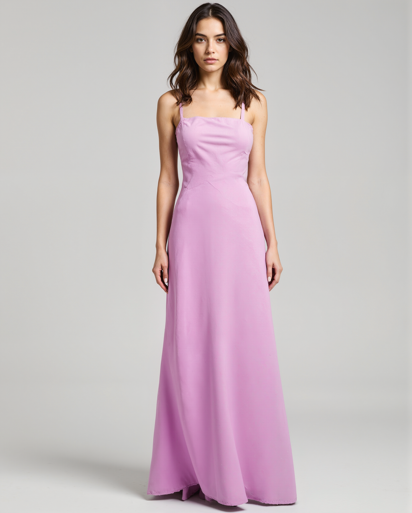 Lilac Pink Cotton Maxi Dress for Women – Spaghetti Strap Gown | Lightweight & Free Size Fit