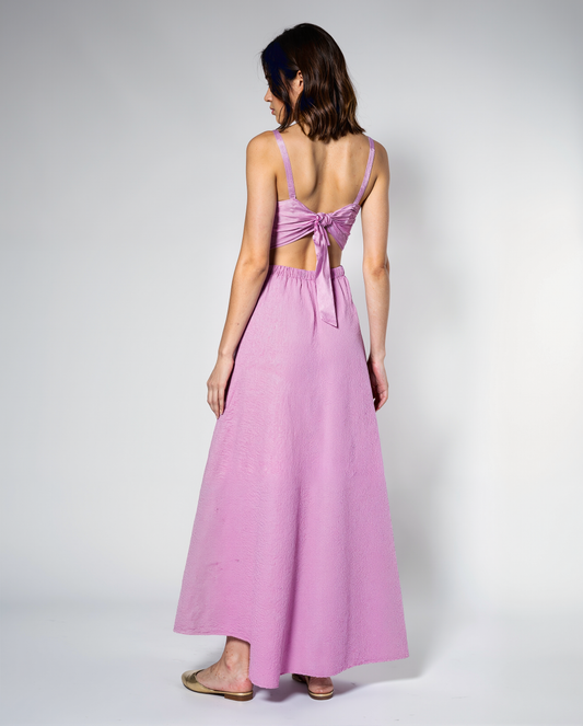 Lilac Pink Cotton Maxi Dress for Women – Spaghetti Strap Gown | Lightweight & Free Size Fit
