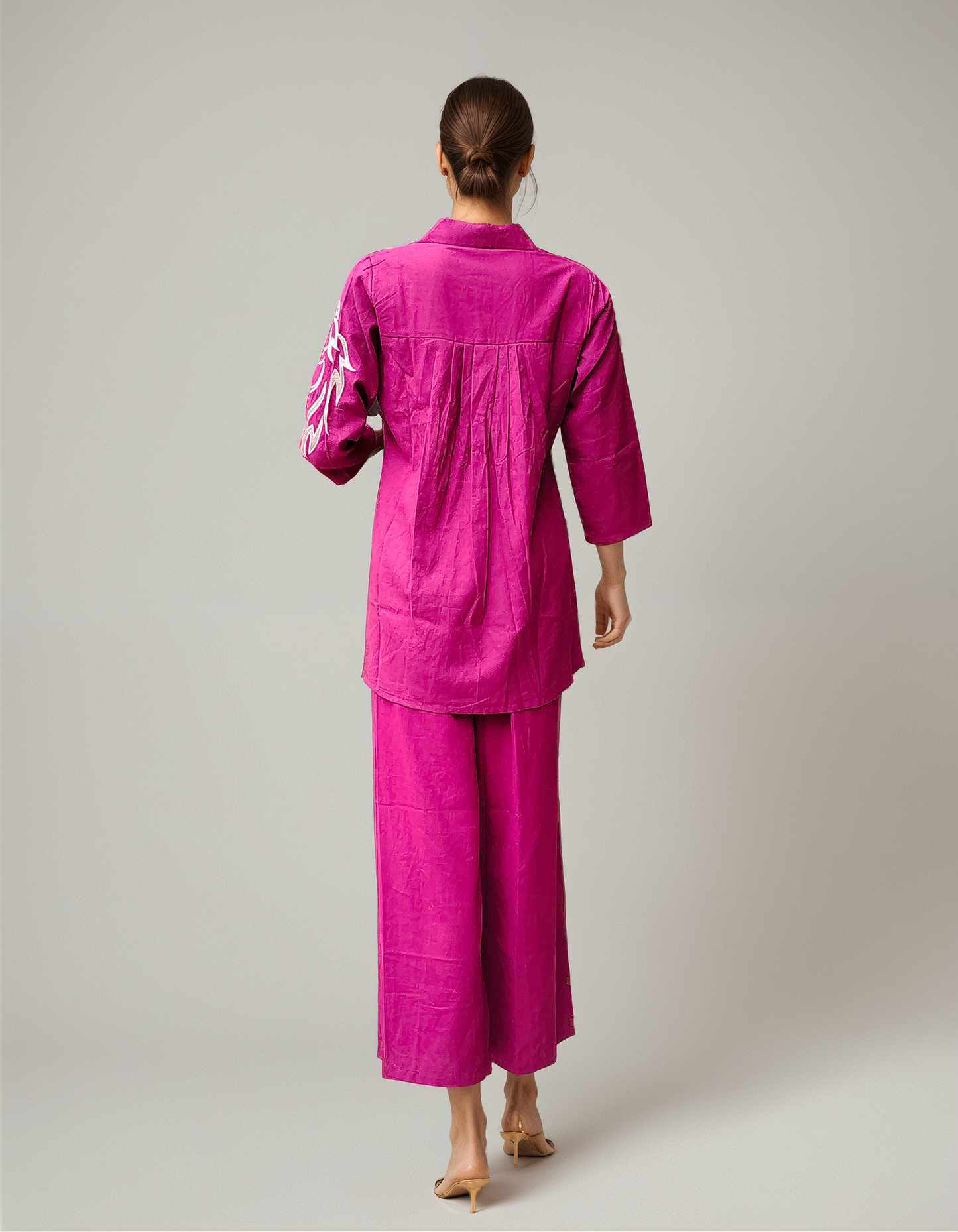 Magenta Horse Motif Coord Set – Cotton Casual Wear for Women