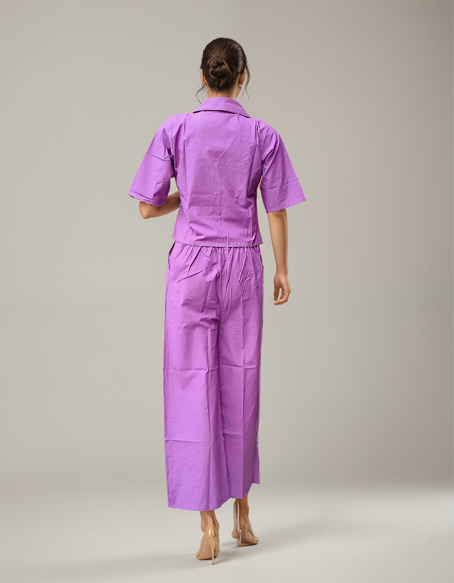 Purple Boho Embroidered Coord Set – Cotton Co-ord for Women