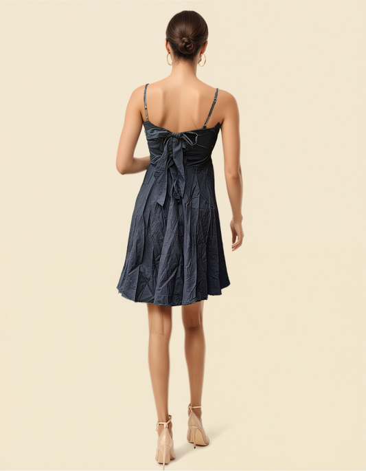 Black Mini Dress for Women – Spaghetti Strap Short Cotton Dress | Free Size Party Wear